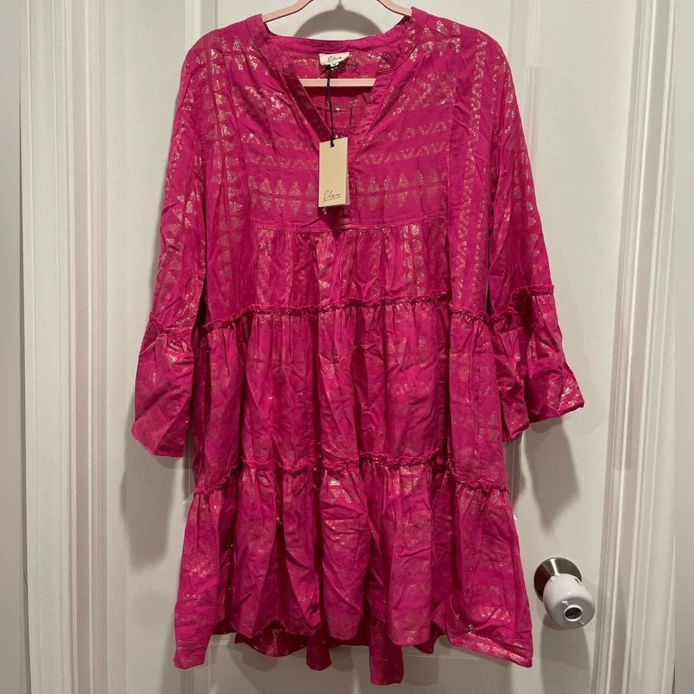 ELAN Clara dress in pink and gold Size Medium New - Picture 4 of 7